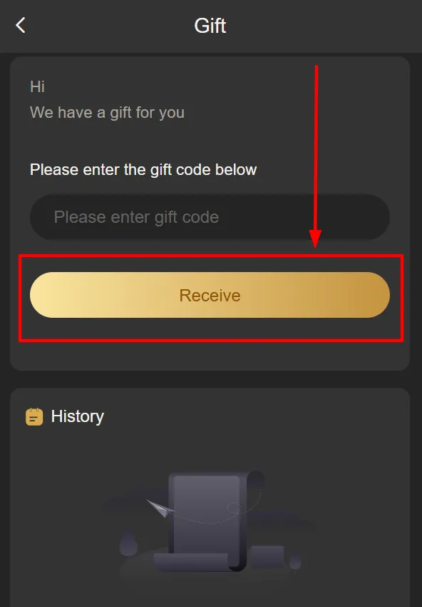 Clicking the Receive button to claim rewards